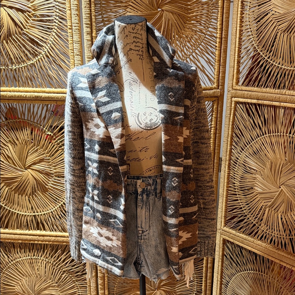 Rails Geometric Hooded Cardigan